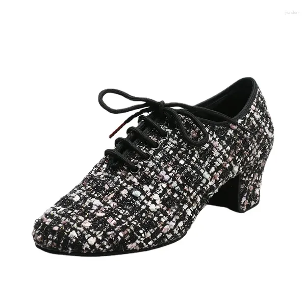 Dance Shoes 2024 Latino per donne ragazze chiuse al tallone medio moderno Waltz Dancing Bianco rosa Black