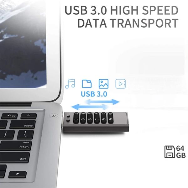 Schede Secure USB Drive, VolkCam 32 GB Cripted USB Flash Drive Hardware Password Memory Stick con tastiera U Disk Flash