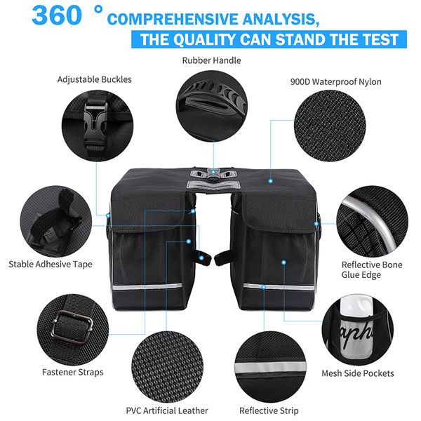 West Bisiklet 30L Bisiklet Bagaj Çantası Su Geçirmez MTB Yol Bisiklet Çantası Bisiklet Çift Yan Arka Raf Bagaj Taşıyıcı Kuyruk Koltuk Pannier