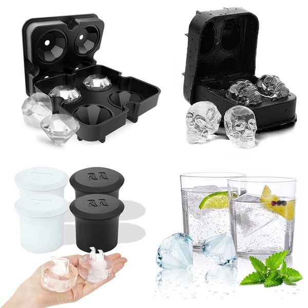 Silicone Ice Cube Maker 3D Skull Diamond Ice Cube Paper stampi per ghiaccioli stampi per vino whisky Ice gelato fai -da -te per barre