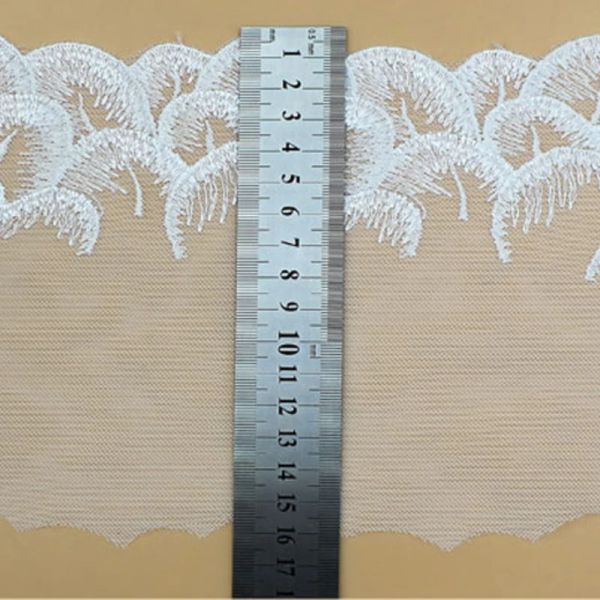 Tessuto bianco fiore bianco ricamato a maglie di tulle in pizzo rivestimento per accessori da cucito rivestiti ricamato bellissimo tessuto in pizzo fai -da -te