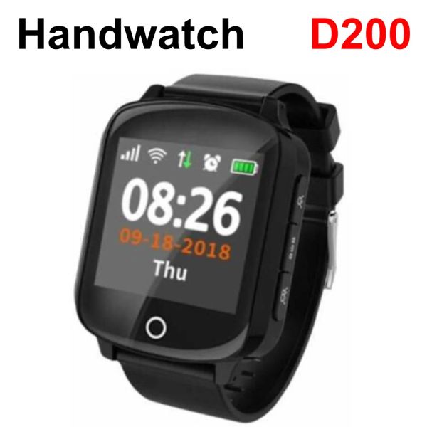 Смотреть D200 Smart Watch Женщины -пожилые женщины Smart Watch Phone 2G SOS CALL Antilost GPS Wi -Fi Smartwatch для iPhone Android Phone
