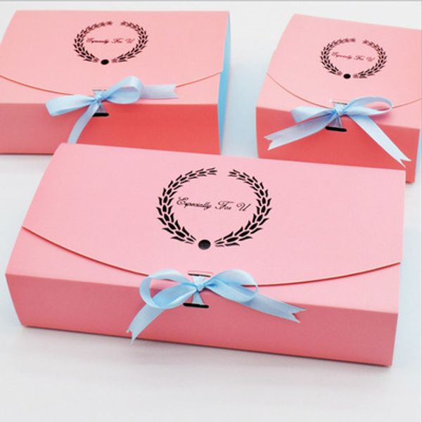 10 PCS Caixa de presente de casamento Favor de festa atual Caixa de papel Kraft para biscoitos de doces de alimentos embalando caixas de bolo embalagem com fita