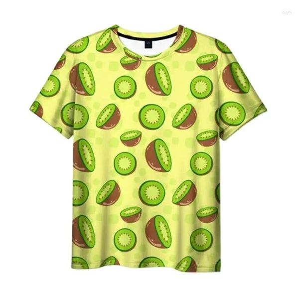 Erkek Tişörtler Eğlenceli Meyve Deseni 3D Yaz Moda ve Kadınlar Günlük Yaratıcılık Basit Yuvarlak Boyun Kısa Kollu T-Shirt Üst