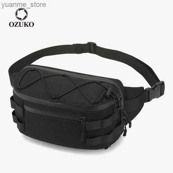 Bolsas esportivas Ozuko Mens Saco de cintura Moda Bolsa de peito ao ar livre Bolsa de cinto juvenil Saco de cintura masculina de grande capacidade Bag Y240410