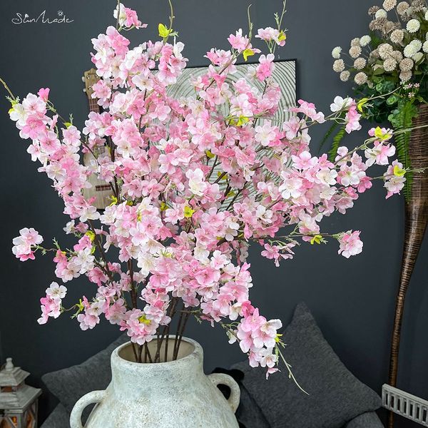 Fiorini di ciliegio a 4 forme di ciliegio a 4 forme di seta artificiali di seta rosa branca rosa fiore di fiori arredamento da giardino flores artificiale artificiale