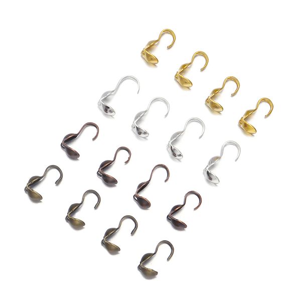 200 pz/lotto 3.7mm End Calottes Tacche Perline Cove Catenacci Gancio Catena della Sfera Connettori Per Fare Gioielli Collana FAI DA TE