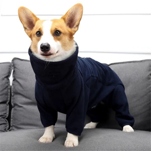 Fleece Hundekleidung Winterdicker warmer Hundebel für kleine mittelgroßen großen Hunden Verstellbare Haustierhodnies Männliche/weibliche Overalls für Corgi