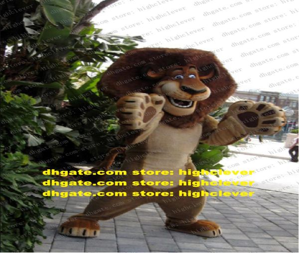 Madagascar Lion Alex Mascot fantasia de desenho animado de caráter de caráter de caráter de caráter da marca Plan Promoção de publicidade Drive ZZ768268666967