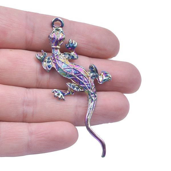 10pcs Lizard Gecko Örümcek Cazibesi Gökkuşağı Hayvan Kolye Diy Takı Yapma Malzemeleri Punk Aksesuarları El Yapımı Kolye Malzemeleri