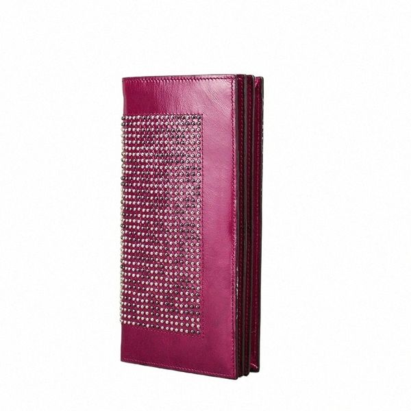 Donne fatte a mano di Ctact LG Wallet Genido Portafoglio in pelle Genugia Design del marchio di alta qualità Fi Ladies Busin Purse P2WN#
