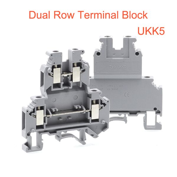 5pcs din Rail Dual Row Terminal Blöcke UKK5 Morsettiera Draht Elektrische Doppeldeck -Schraubenklemmen Blockanschluss Bornier 32A