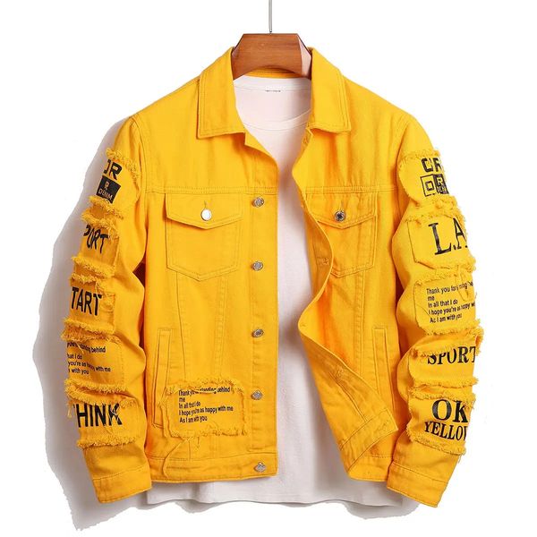 Homem Y2K Jacket Jacket Patches Windbreaker Cottoner Trucker Streouch Jeans Jeans Casaco Cowboy Cartilha de caminhada Jaqueta de motocicleta para homens 240327