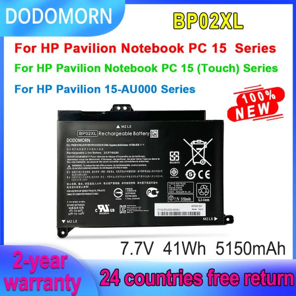 Baterias Dodomorn BP02XL Bateria de laptop para HP Pavilion Notebook PC 15 (Touch) Série 2ICP7/65/80 HSTNNUB7B HSTNNLB7H TPNQ175 41WH