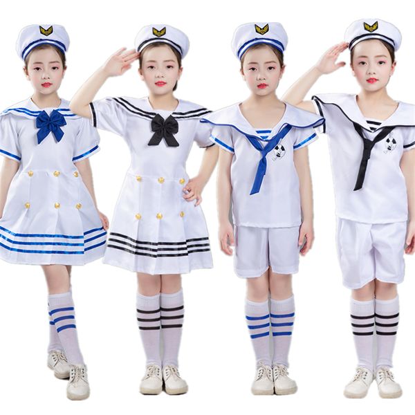 Costumi di Halloween per bambini Girl Boy Boy Navy Marinaio Marine Stripe Costume Carnival Festival Festiva per esibizione Abbigliamento