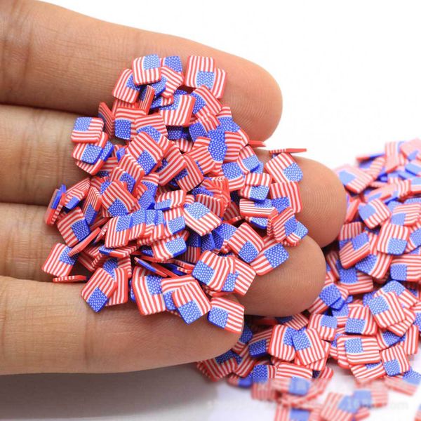 100g American Flag Shape Polymer Argila Saltos para preenchimento de lodo Tiny Plástico Klei Acessórios Diy Shaker Cards Decoração de arte na unha