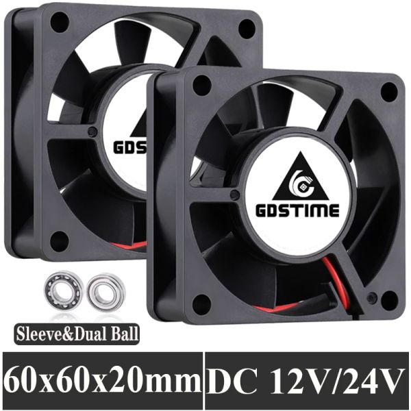 Охлаждение 2pcs GDStime 60 мм DC 24V 12V 5V Охлаждающие вентиляторы 2PIN Бесщета 2PIN 3PIN 6CM 6020 для компьютерного компьютера CPU COLER Fean 60x60x20mm