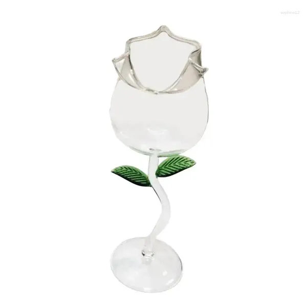 Weingläser Rosenform rot gefärbter Blatt Cocktailglas Blütensaft Champagnerbecher zum Trinken