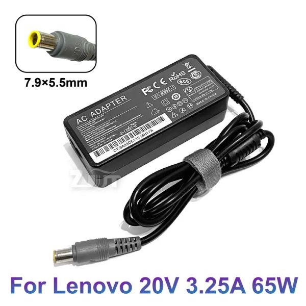 Adaptador 20V 3.25A 65W 7,9*5,5 mm Charger de adaptador de energia CA para Lenovo X201 X220 X230 E430C B490 B590 V580 SL410 SL510 SL510K T510I