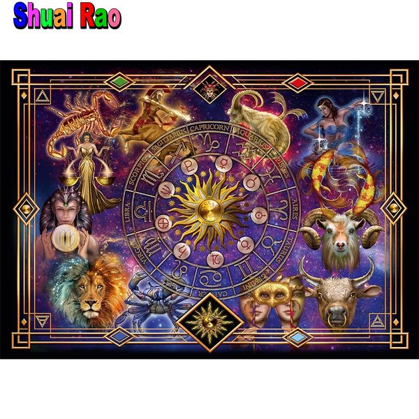 ASTROLOGIA Oroscopio Zodiaco zodiacale 5D DIY Diamond Painting Full Mosaic dodici costellazioni Diamond Regalo Regalo per la casa