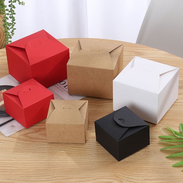 30pcs Square Kraft Boxes Gales Candy Cookies Nougat Caixa de bolo embalagem