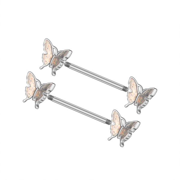 2pcs kelebek halka barbell meme ucu kalkanı büyüleyici meme ucu halkaları kadınlar için cerrahi çelik piercing gövdesi piercing meme takı