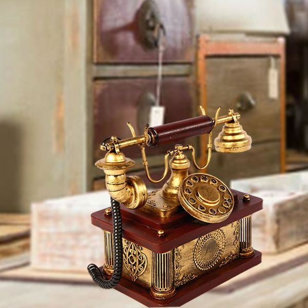 Modelo de telefonia antiga, telefones clássicos para telefones artesanais, estátua de telefone de estilo retrô