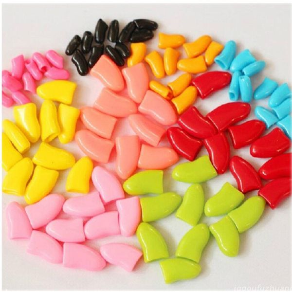 20pcs weiche Katzen- und Hunde -Nagelkappen Pet Pfotenkrallen Nagelpfeiler Beschützer mit freiem Klebstoff+ Applikator XS S M L xl