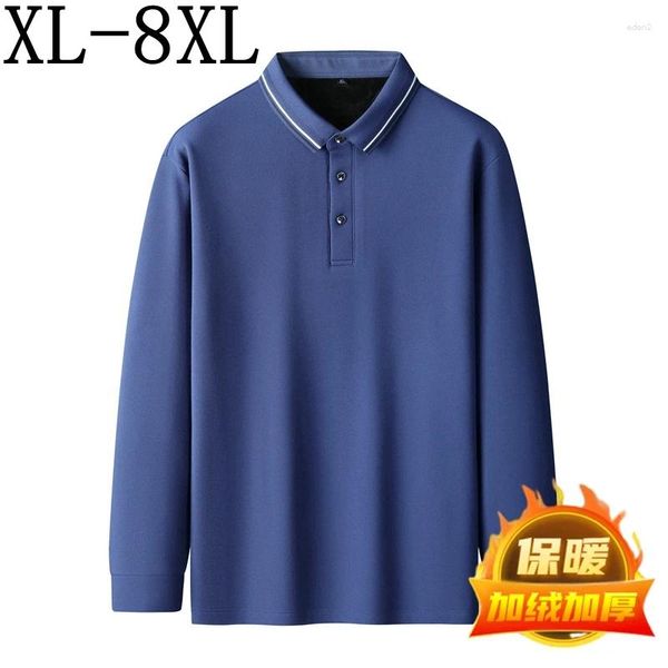 Polos masculinos 8xl 7xl 6xl 2024 Fall Winter High End Plus Velvet Polo Shirt Men Boas Business camisetas para lã grossa Homme