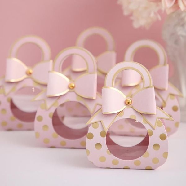 Embrulho de presente 24pcs Caixas de casamento caixas de embalagem de janelas transparentes papel kraft papel com alça de chocolate decoração242y