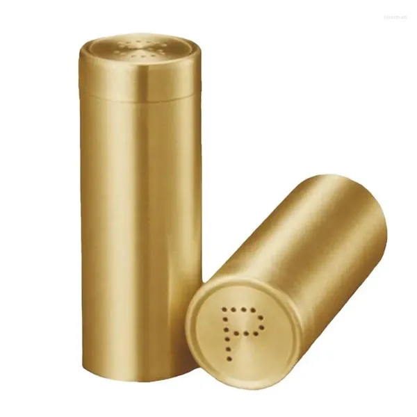 Lagerflaschen 2pcs Edelstahl -Gewürzflasche Haushalt Pfeffer Shakers Salz Goldhalter Behälter Deckel Shaker für