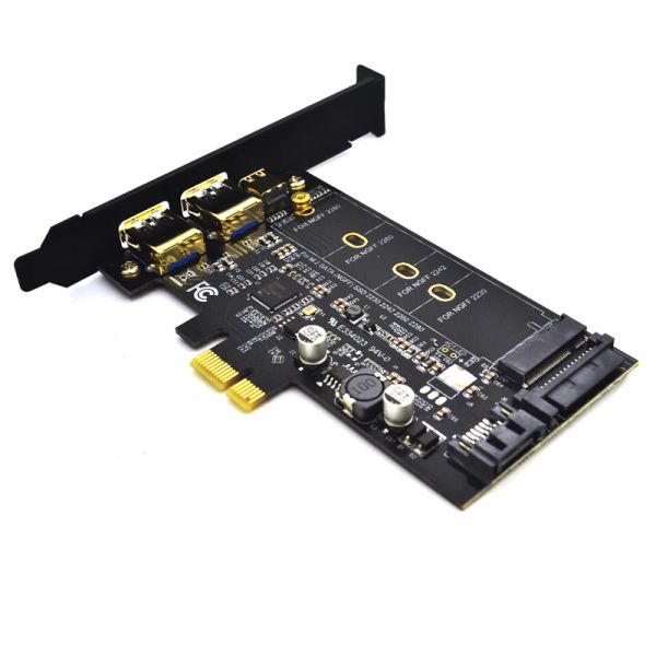 Karten 2x USB 3.0 Typec M.2 PCIe -Adapter M2 SSD SATA B -Schlüssel zum PCIe 3.0 Controller Converter Riser Card für 2280 2260 2242 2230 NGFF