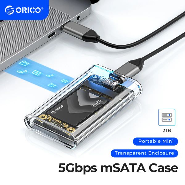 Muhafaza ORICO MINI MSATA SSD Kılıfı USB 3.2 Gen1 SSD Muhafaza Adaptörü Şeffaf Harici Adaptör MSATA NGFF SSD SAMSUNG için 5GBPS
