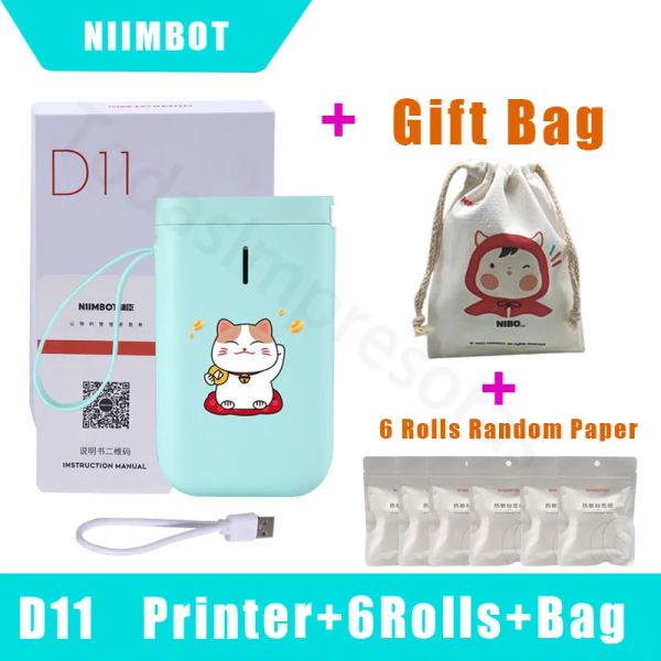 IMPRESSORES NIIMBOT D11 D110 MINI EQUIPE REQUIPE sem fio Diy Diy Corte Cat Pocket Pocket Rótulo de letreiro colorido Etiqueta de papel Fita de papel