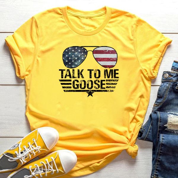 Top Gun Shirt Me ile Konuşma Kaz T-Shirt Unisex Top Gun Film Gömlek Vintage Jet Fighter güneş gözlüğü grafik tişört yaz gündelik üst