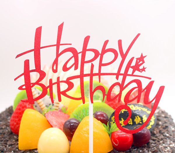 10шт/лот новый день рождения торт торт топпер -флаги Glittler Paperboard Multi Color
