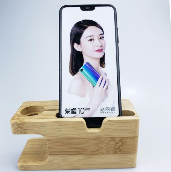 Bambus -Desktop -Ständer für Apple Watch iPhone Mobiltelefonhalter Ladedockstation2856548
