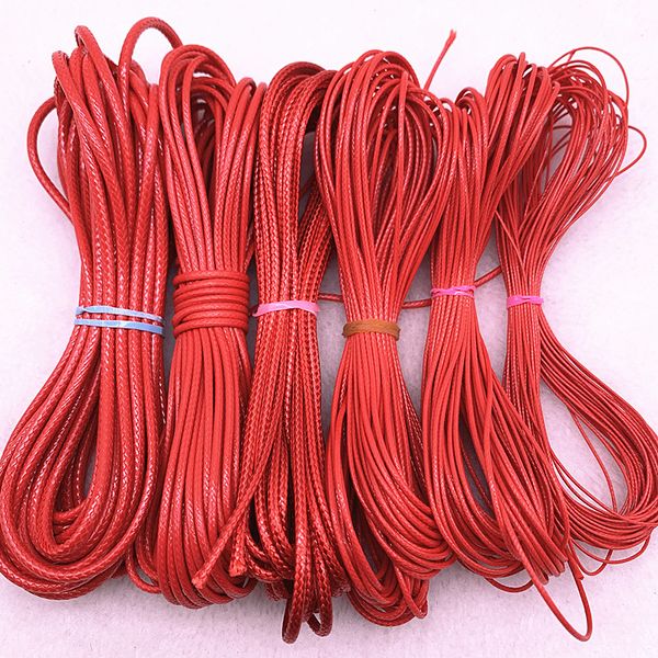 0,5 0,8 1,0 1,2 1,5 2,0 2,5 mm Red Cordado encerado Frea encadeada cordão da corda de cordão Colar cordas