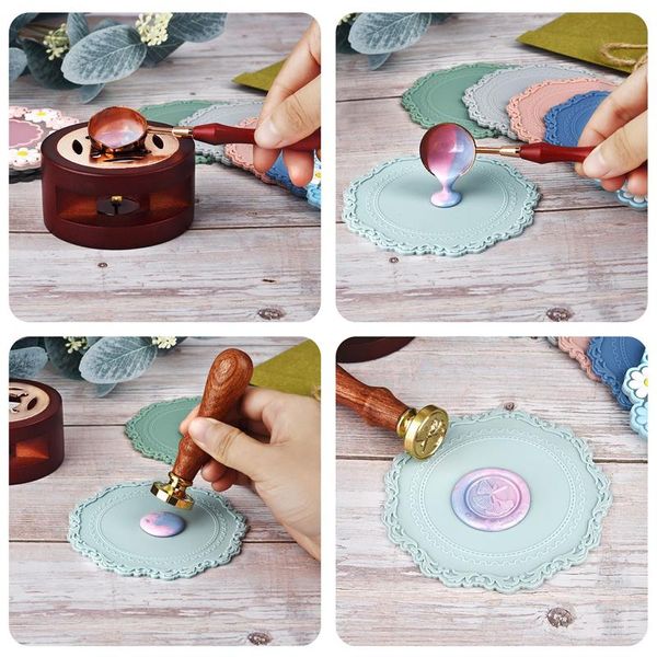 Silíolo de vedação de silicone Cera Demold Board Wax Seal Carimbo de tinta de tinta para casamento DIY Brithday Party Sealling Wax Stamp Pads