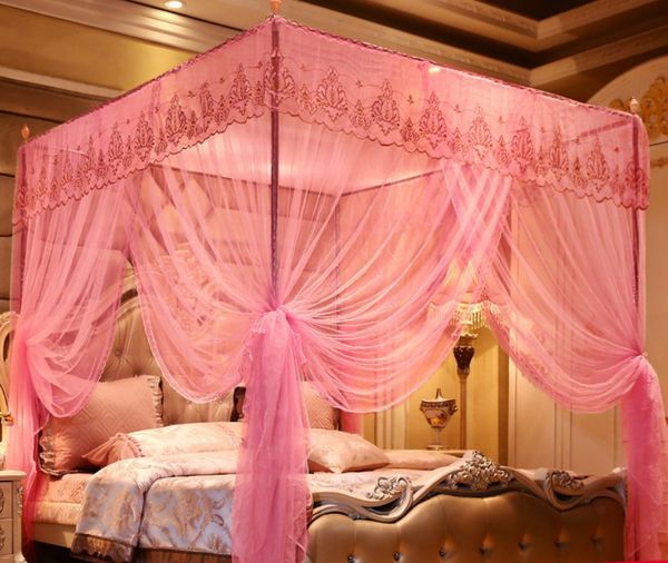 Net Red Four Corner Mosquito Netting Berbot Mosquito Net per letti a letto matrimoniale Repellente Insetto Reietto Candata da letto a baldacchino