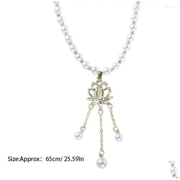 Anhänger Halsketten koreanische Stil Womens Halskette Lotus Form Kristallhärchen süße elegante Schlüsselbeinkette Gril Party Schmuck Drop dhnio