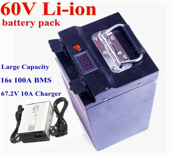 Personalizzato 60V 70Ah 80Ah 100Ah 120A AH ION LIION 37V 18650 PACCHIA BACK BMS 16S per moto elettrico EV RVCharger5987338