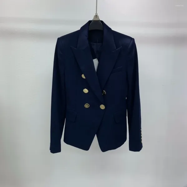 Frauenanzüge 2024 Frühlingsfrauen Modekleidung Marine Blue Orange Double Breasted Blazer