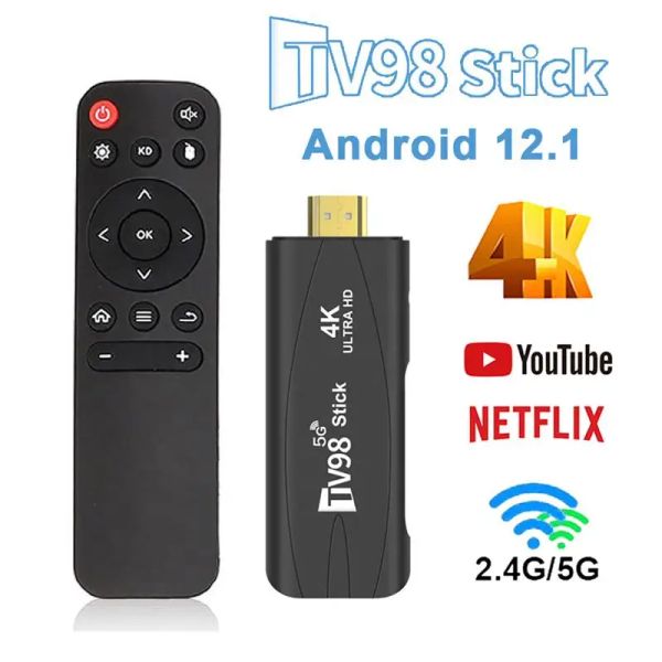 Box 4K Mini TV98 TV Stick Android 12.1 Smart TV Android Box 2.4G 5G WiFi Smart TV Box H.265 Media Player per YouTube Imposta Top Box x96