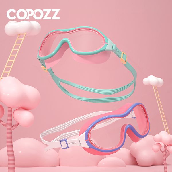 Óculos de natação ajustáveis da COPOZZ para crianças, óculos de natação infantis profissionais de infantil, óculos infantis com caixa