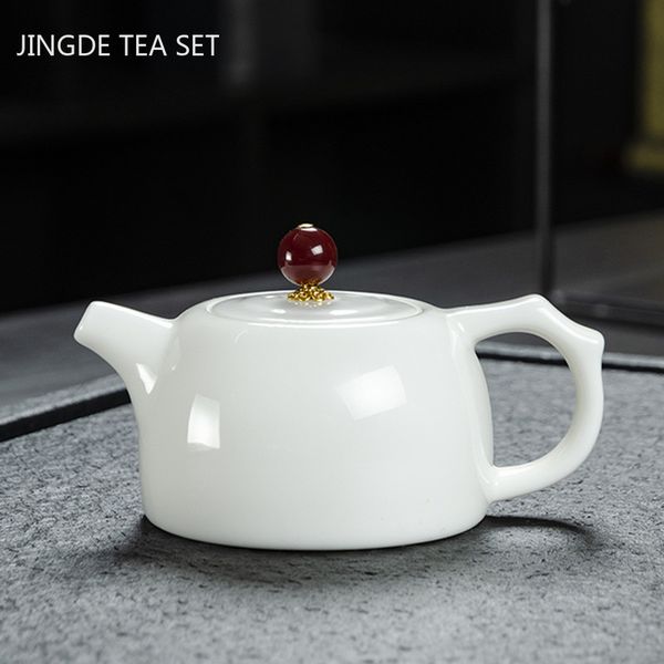 Chinesische Suet Jade weißes Porzellan Xi Shi Teapot Haushaltskocher handgefertigte Keramik Tee Set Guanyin Puer Tee -Zeremonie Geschenke