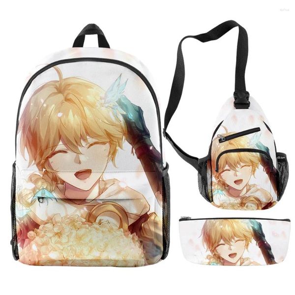 Backpack Cartoon Novelty Cool Game Genshin Impact 3D Stampa 3pcs/set di borse per la scuola per alunni per laptop per laptop per lapide