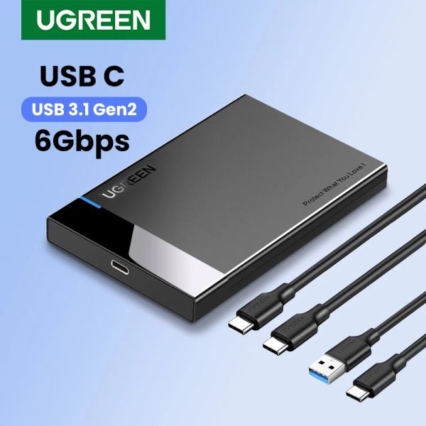 Корпус HDD в корпусе UGREEN 2,5 SATA TO USB 3.0 Адаптер Гормочий корпус для диска SSD Диск HDD Тип C 3.1 Case HD Внешнее жесткое оборудование HDD