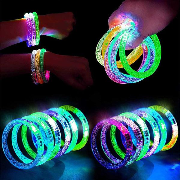 LED rave giocattolo bagliore bastoncini braccialetti luminosi nel polso a led scuro LED lampeggiante LED LED Bracciale Bracciale Light Up Toys Wedding Deco Party Supplie 240410