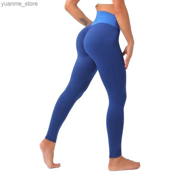 Yoga kıyafetleri kadınlar dikişsiz spor pantolon yüksek bel yoga tozlukları seksi ızgara nefes alabilen spor tozlukları koşu pantolon spor giyim y240410